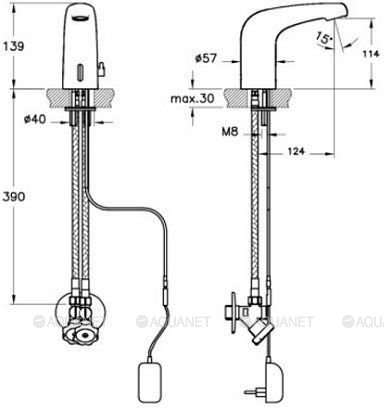 Инфракрасный смеситель для раковины Wing ( питание от сети )