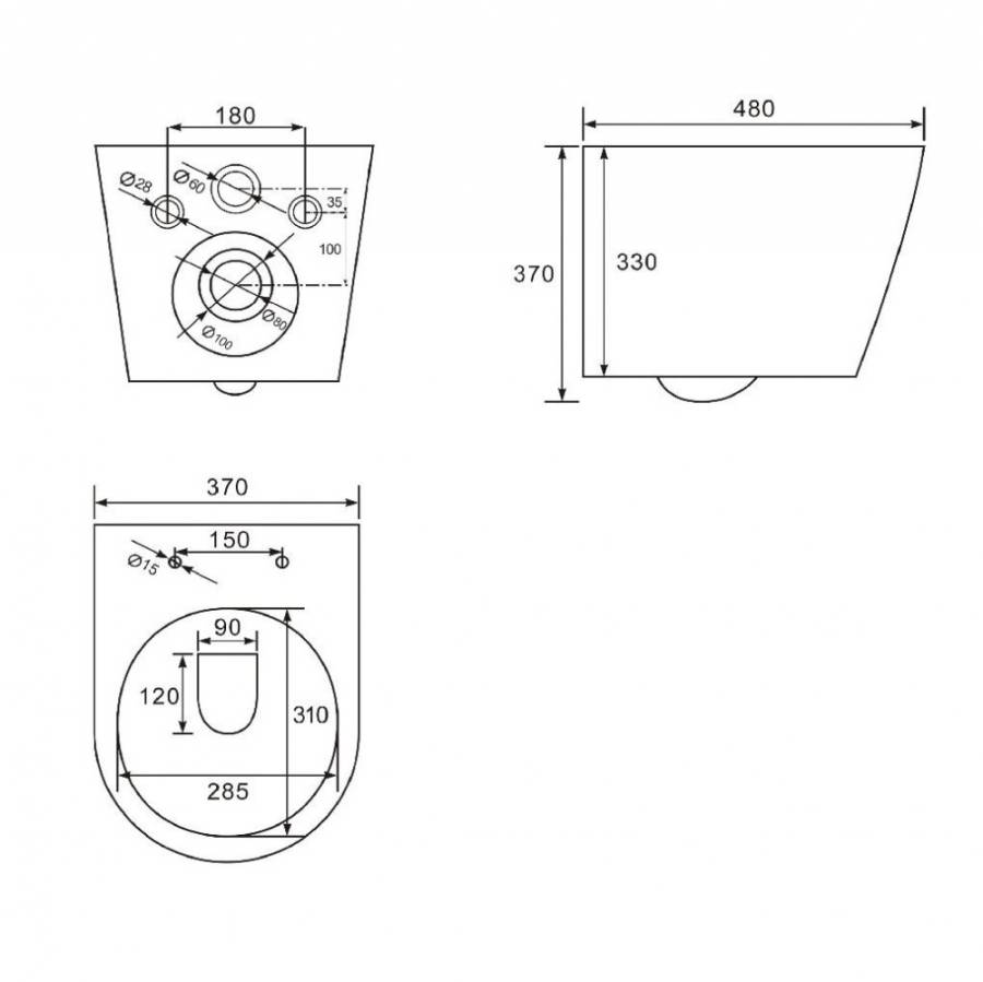 Унитаз ABBER Bequem AC1102MB подвесной черный матовый, безободковый Унитаз ABBER Bequem AC1102MB подвесной черный матовый, безободковый