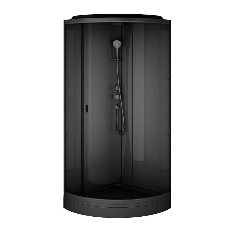 W90C-401-090BT Gem кабина душевая 90x90, 1/4 круга,  профиль Черный, стекло прозрачное W90C-401-090BT Gem кабина душевая 90x90, 1/4 круга,  профиль Черный, стекло прозрачное