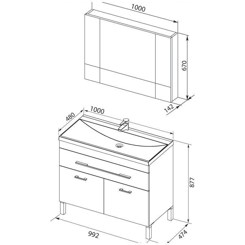 Мебель для ванной Aquanet Верона 100 белый (напольный 1 ящик 2 дверцы) Мебель для ванной Aquanet Верона 100 белый (напольный 1 ящик 2 дверцы)