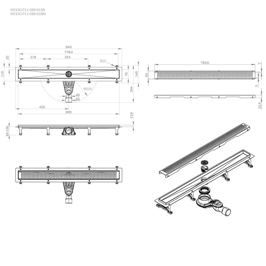 W01SC-P11-080-01SB MasterFlow Трап для душа линейный универс затвор Cut Gradient 80см цвет сталь мат W01SC-P11-080-01SB MasterFlow Трап для душа линейный универс затвор Cut Gradient 80см цвет сталь мат