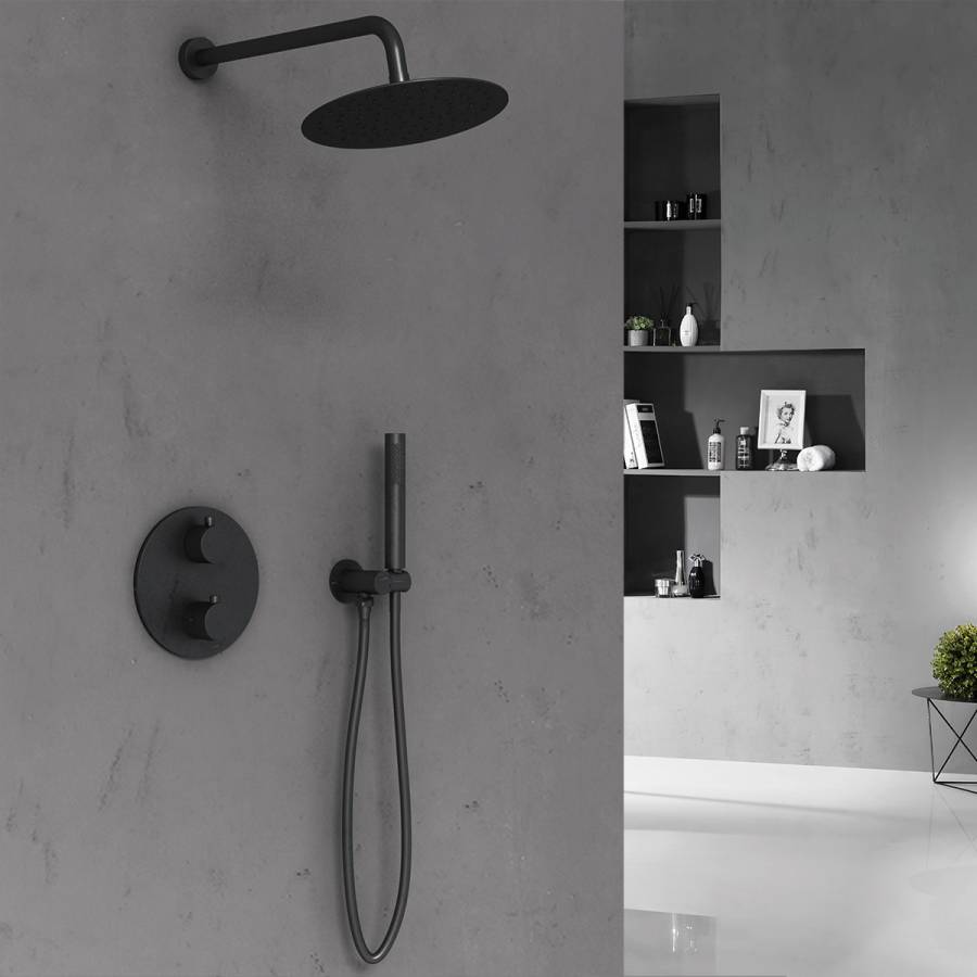 Душевой комплект VSFW-101TMB термостатический встраиваемый, двухрежимный, черный Душевой комплект VSFW-101TMB термостатический встраиваемый, двухрежимный, черный