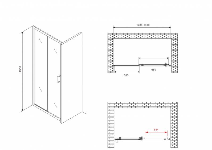 Душевая дверь ABBER Schwarzer Diamant AG301305 Душевая дверь ABBER Schwarzer Diamant AG301305