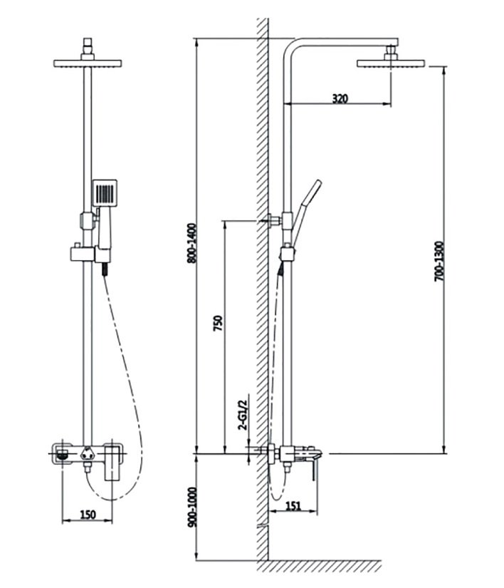 Душевая стойка Timo Briana SX-7130/03 черный матовый Душевая стойка Timo Briana SX-7130/03 черный матовый