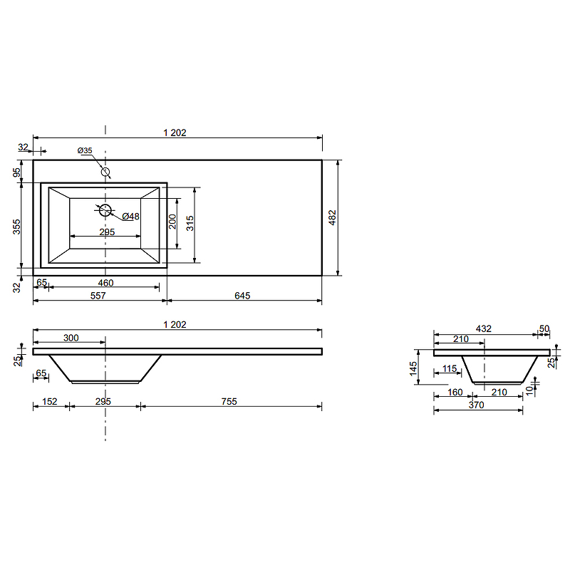 Комплект мебели Dallas Luxe 1200х482 левосторонний подвесной 1 ящик (ШхГхВ) 548х476х430 Комплект мебели Dallas Luxe 1200х482 левосторонний подвесной 1 ящик (ШхГхВ) 548х476х430