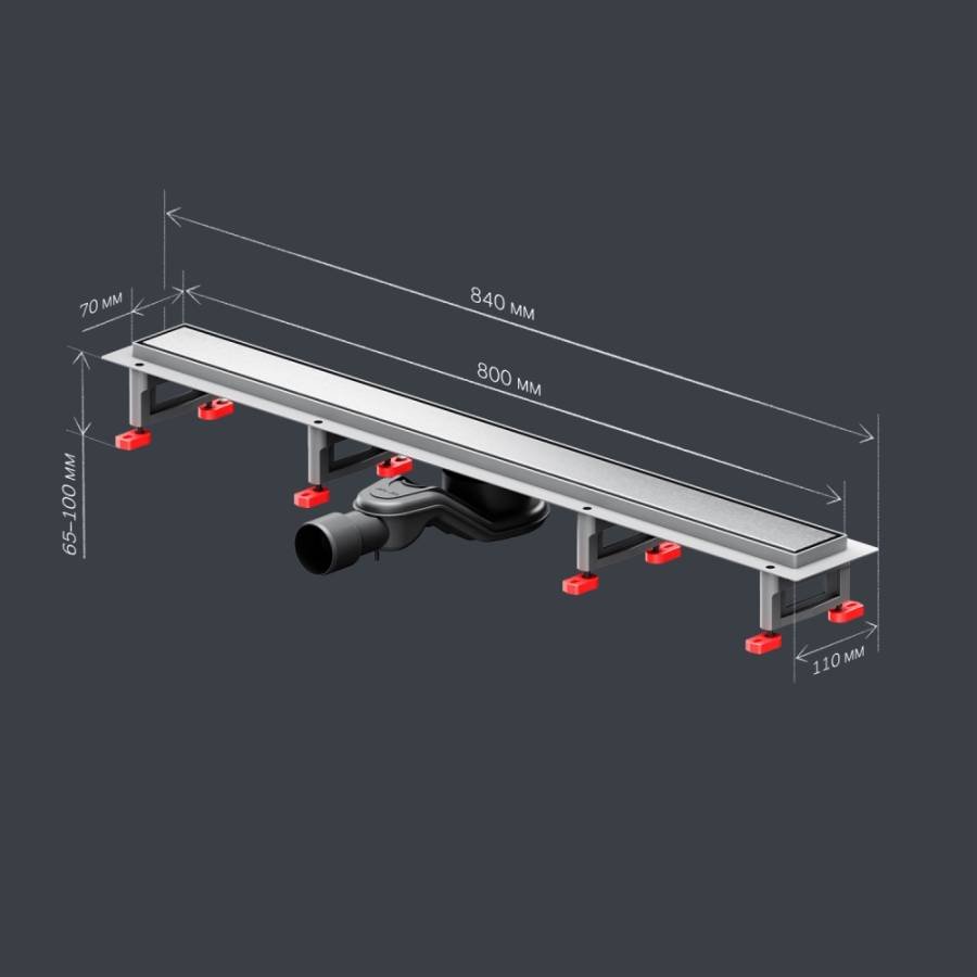 W01SC-U11-080-04SB MasterFlow Трап для душа линейный универс затвор Tile 80см цвет сталь мат W01SC-U11-080-04SB MasterFlow Трап для душа линейный универс затвор Tile 80см цвет сталь мат