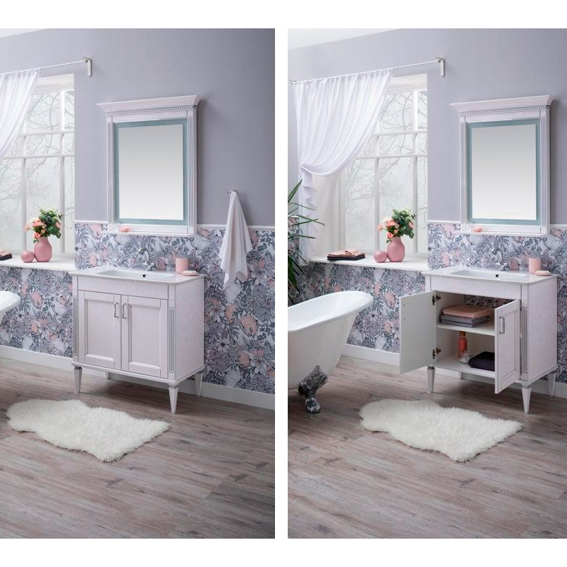 Комплект мебели для ванной Aquanet Селена 90 белый/серебро Комплект мебели для ванной Aquanet Селена 90 белый/серебро