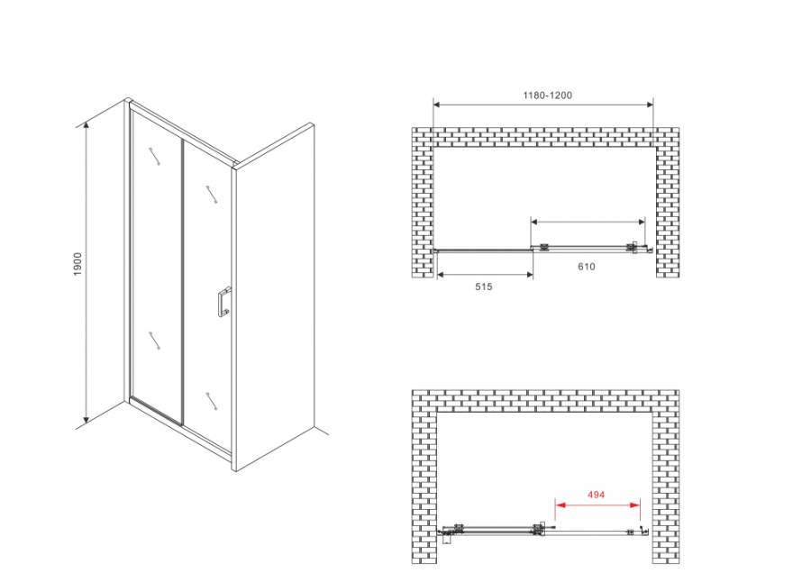 Душевая дверь ABBER Schwarzer Diamant AG30120B5 Душевая дверь ABBER Schwarzer Diamant AG30120B5