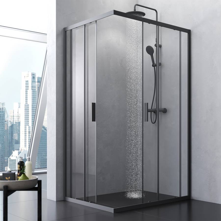 W93G-404-120290-BT Gem S Twin Slide 120x90. Душевое ограждение,120x90, профиль Черный мат., стекло п W93G-404-120290-BT Gem S Twin Slide 120x90. Душевое ограждение,120x90, профиль Черный мат., стекло п