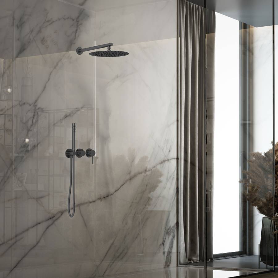 Душевой комплект Groove VSFW-4G01GM встраиваемый, 2 режима, 30см верх душ, вороненая сталь Душевой комплект Groove VSFW-4G01GM встраиваемый, 2 режима, 30см верх душ, вороненая сталь