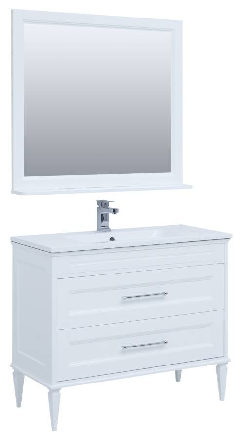 Мебель для ванной Aquanet Бостон М 100 белый (лит. мрамор) Мебель для ванной Aquanet Бостон М 100 белый (лит. мрамор)