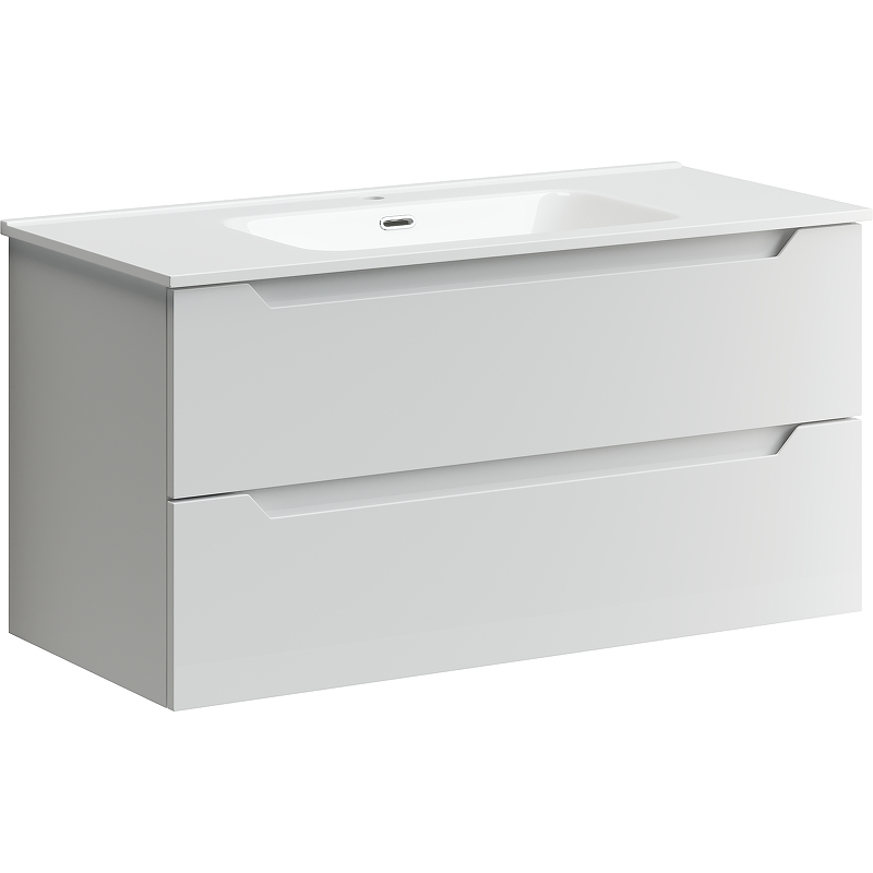 Тумба подвесная SANCOS Norma 2.0 990х450х500, c двумя ящиками оснащенными доводчиками, белый глянец , арт. NR2.100W Тумба подвесная SANCOS Norma 2.0 990х450х500, c двумя ящиками оснащенными доводчиками, белый глянец , арт. NR2.100W