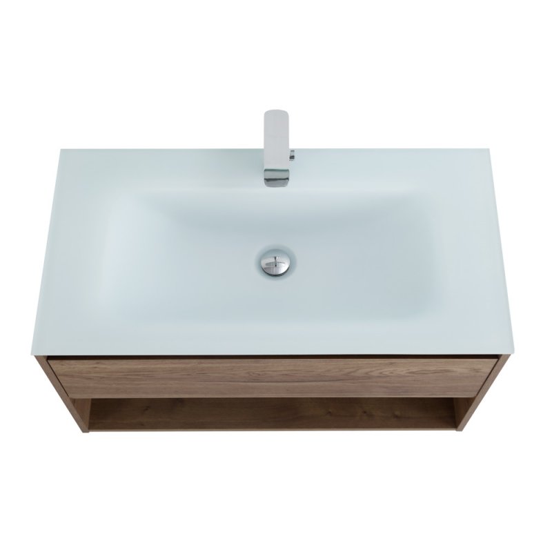 Тумба c раковиной подвесная с одним ящиком и одной открытой полкой BelBagno KRAFT 90 Bianco Opaco, раковина белая Тумба c раковиной подвесная с одним ящиком и одной открытой полкой BelBagno KRAFT 90 Bianco Opaco, раковина белая