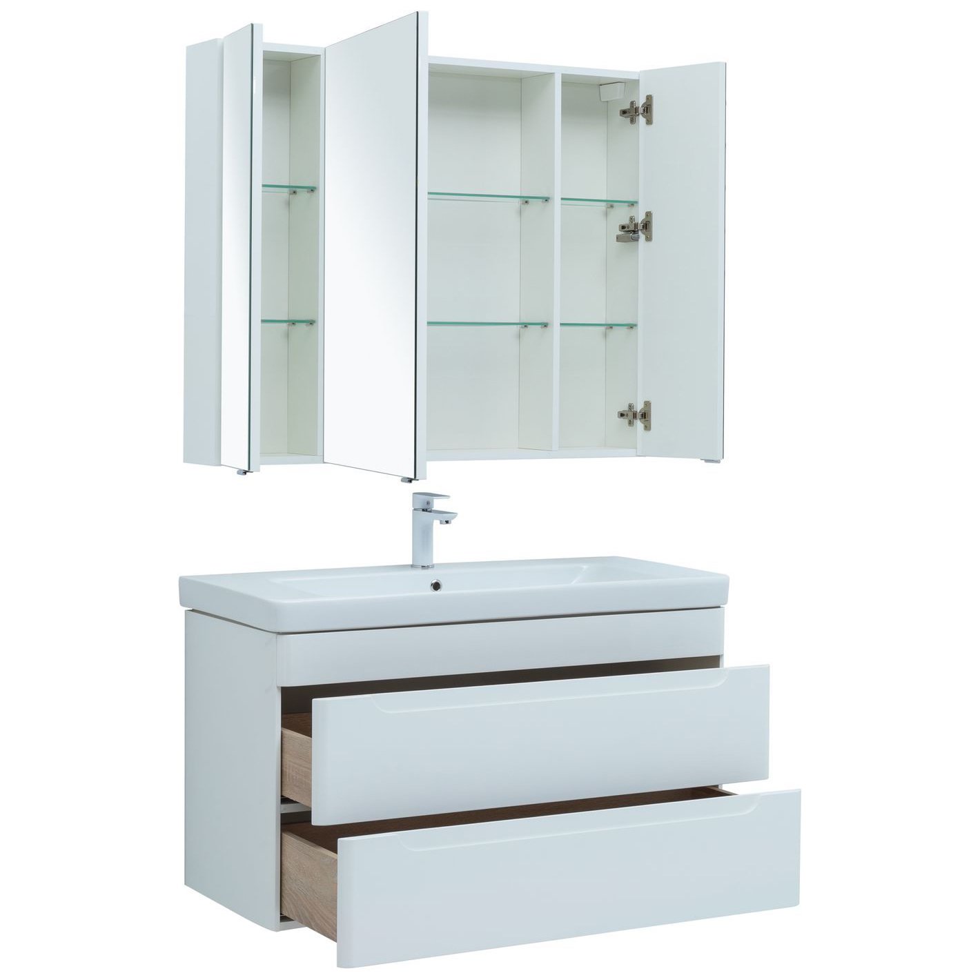 Мебель для ванной Aquanet София 105 белый глянец (2 ящика) Мебель для ванной Aquanet София 105 белый глянец (2 ящика)