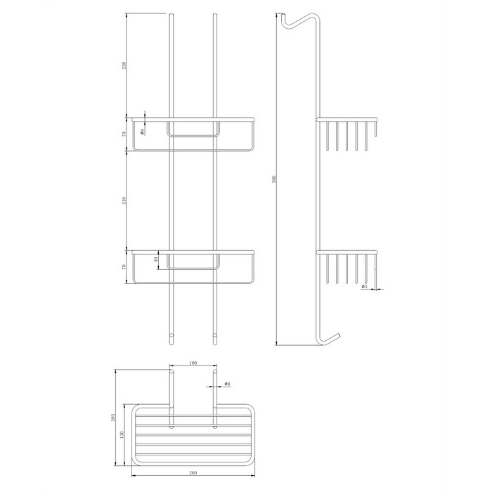 Полка-корзинка для душа двойная 26 см OMNIRES UN3530CR (хром) Полка-корзинка для душа двойная 26 см OMNIRES UN3530CR (хром)