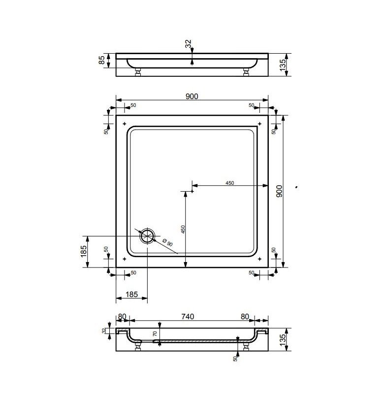 Поддон "Гамма М" 900х900 Поддон "Гамма М" 900х900