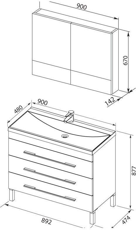 Комплект мебели для ванной Aquanet Верона 90 белый (напольный 3 ящика) Комплект мебели для ванной Aquanet Верона 90 белый (напольный 3 ящика)