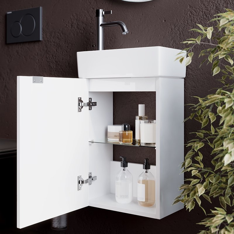 Тумба подвесная SANCOS Mini 355х205х500, с распашной дверцей, внутри 1 полка, белый глянец , арт.MN35WL Тумба подвесная SANCOS Mini 355х205х500, с распашной дверцей, внутри 1 полка, белый глянец , арт.MN35WL