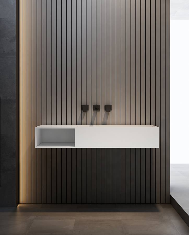 Тумба с раковиной ABBER Stein AS2640-1.0 L подвесная, белая матовая Тумба с раковиной ABBER Stein AS2640-1.0 L подвесная, белая матовая