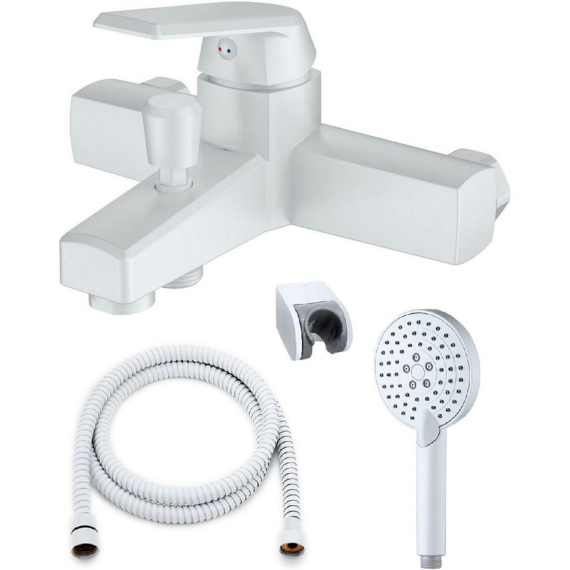 OneLife P02-300w полимерный смеситель для ванны с душ.набором, белый OneLife P02-300w полимерный смеситель для ванны с душ.набором, белый