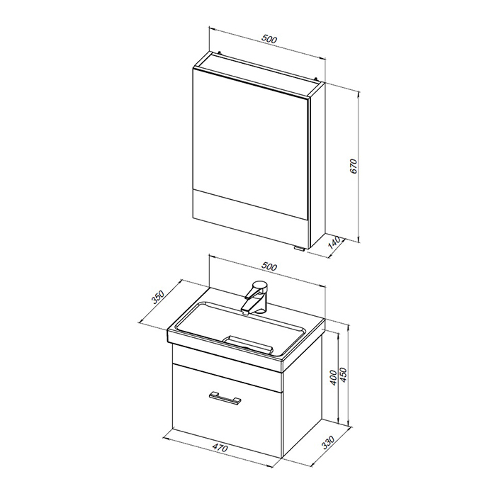 Мебель для ванной Aquanet Верона 50 (Moduo Slim) белый Мебель для ванной Aquanet Верона 50 (Moduo Slim) белый