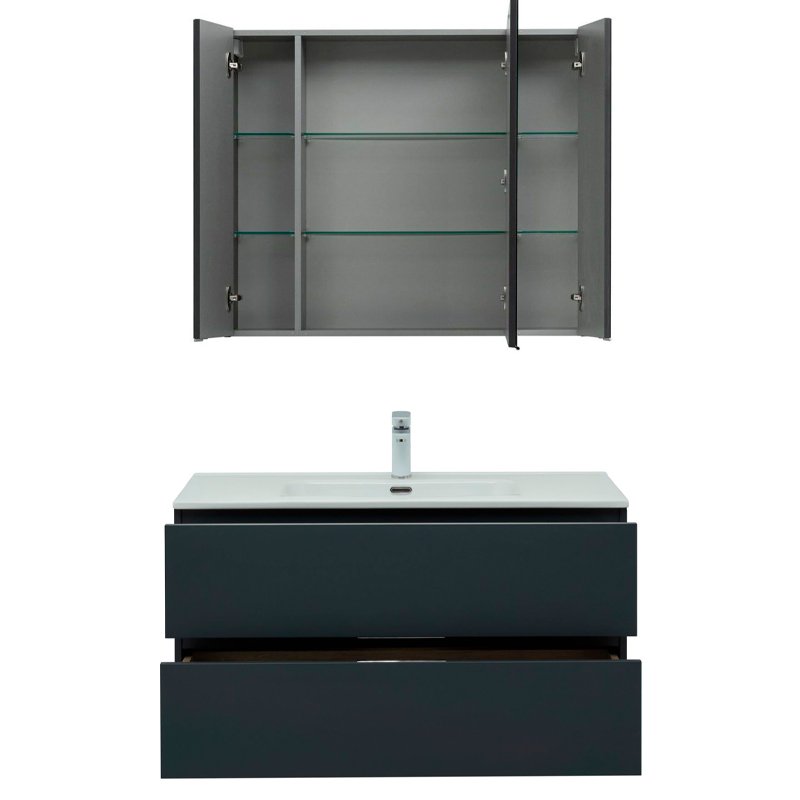 Мебель для ванной Aquanet Алвита New 100 2 ящика, антрацит Мебель для ванной Aquanet Алвита New 100 2 ящика, антрацит