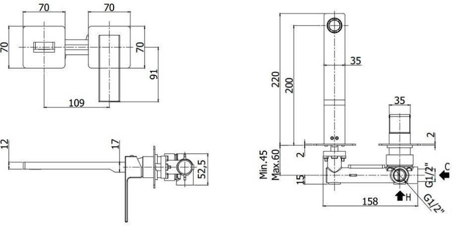 Смеситель для раковины Paffoni Elle EL105NO70 (с внутренней частью) Смеситель для раковины Paffoni Elle EL105NO70 (с внутренней частью)