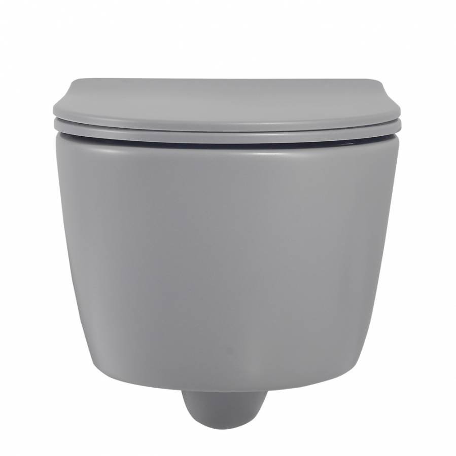 Унитаз ABBER Bequem AC1104MG подвесной серый матовый, безободковый Унитаз ABBER Bequem AC1104MG подвесной серый матовый, безободковый