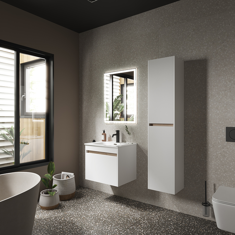 Тумба подвесная SANCOS Smart 590х450х500, c двумя ящиками оснащенными доводчиками, белый глянец , арт. SM60W Тумба подвесная SANCOS Smart 590х450х500, c двумя ящиками оснащенными доводчиками, белый глянец , арт. SM60W