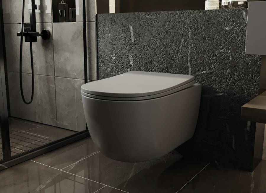 Унитаз ABBER Bequem AC1104MG подвесной серый матовый, безободковый Унитаз ABBER Bequem AC1104MG подвесной серый матовый, безободковый