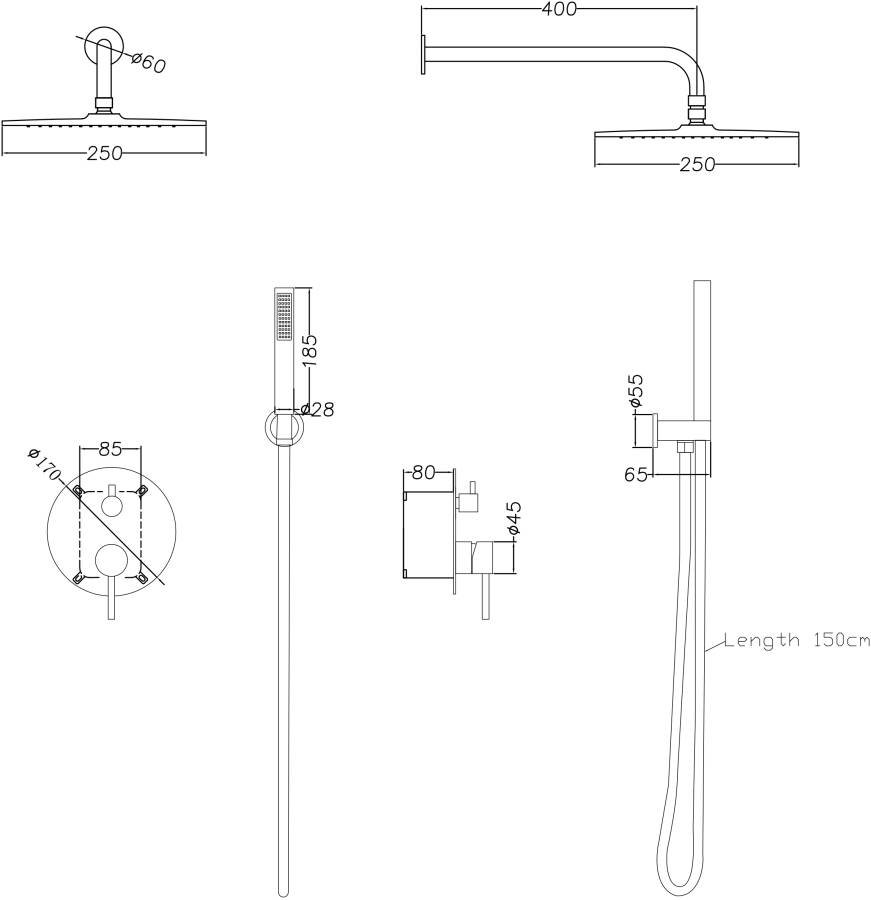 Душевой комплект Creto Element 2.0-WSM3-BK матовый черный Душевой комплект Creto Element 2.0-WSM3-BK матовый черный