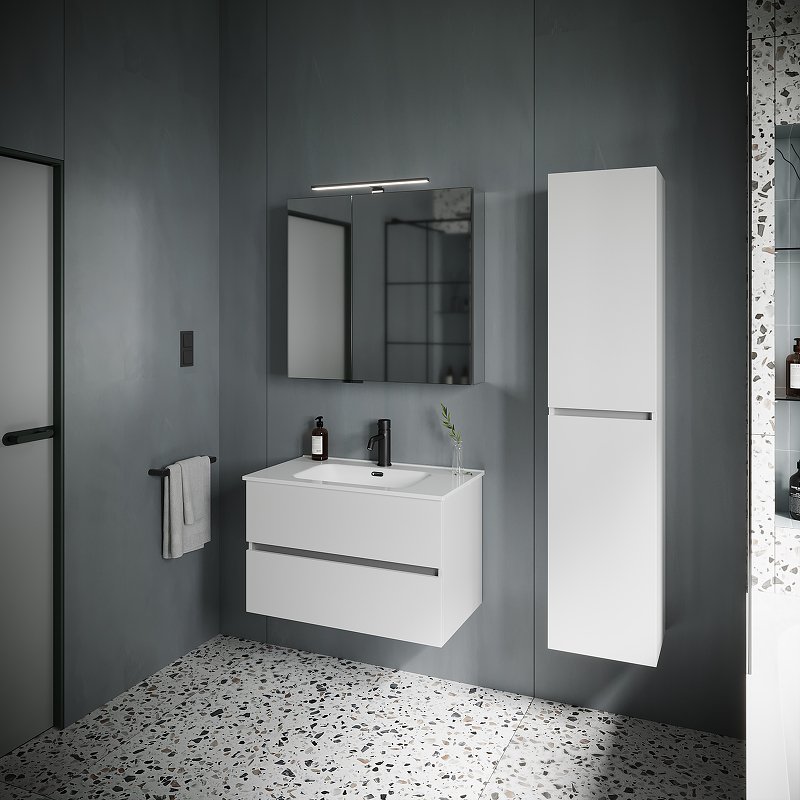 Тумба подвесная SANCOS Urban 790х450х550, c двумя ящиками оснащенными доводчиками, белый глянец , арт. UR80W Тумба подвесная SANCOS Urban 790х450х550, c двумя ящиками оснащенными доводчиками, белый глянец , арт. UR80W