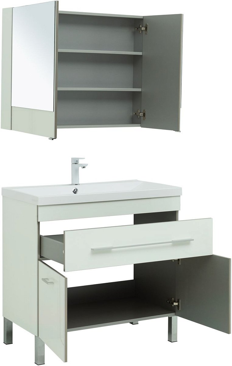 Комплект мебели для ванной Aquanet Верона 90 белый (напольный 1 ящик 2 дверцы) Комплект мебели для ванной Aquanet Верона 90 белый (напольный 1 ящик 2 дверцы)