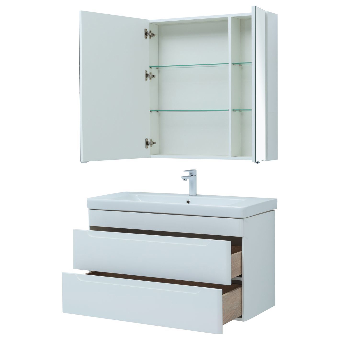 Мебель для ванной Aquanet София 105 белый глянец (2 ящика) Мебель для ванной Aquanet София 105 белый глянец (2 ящика)