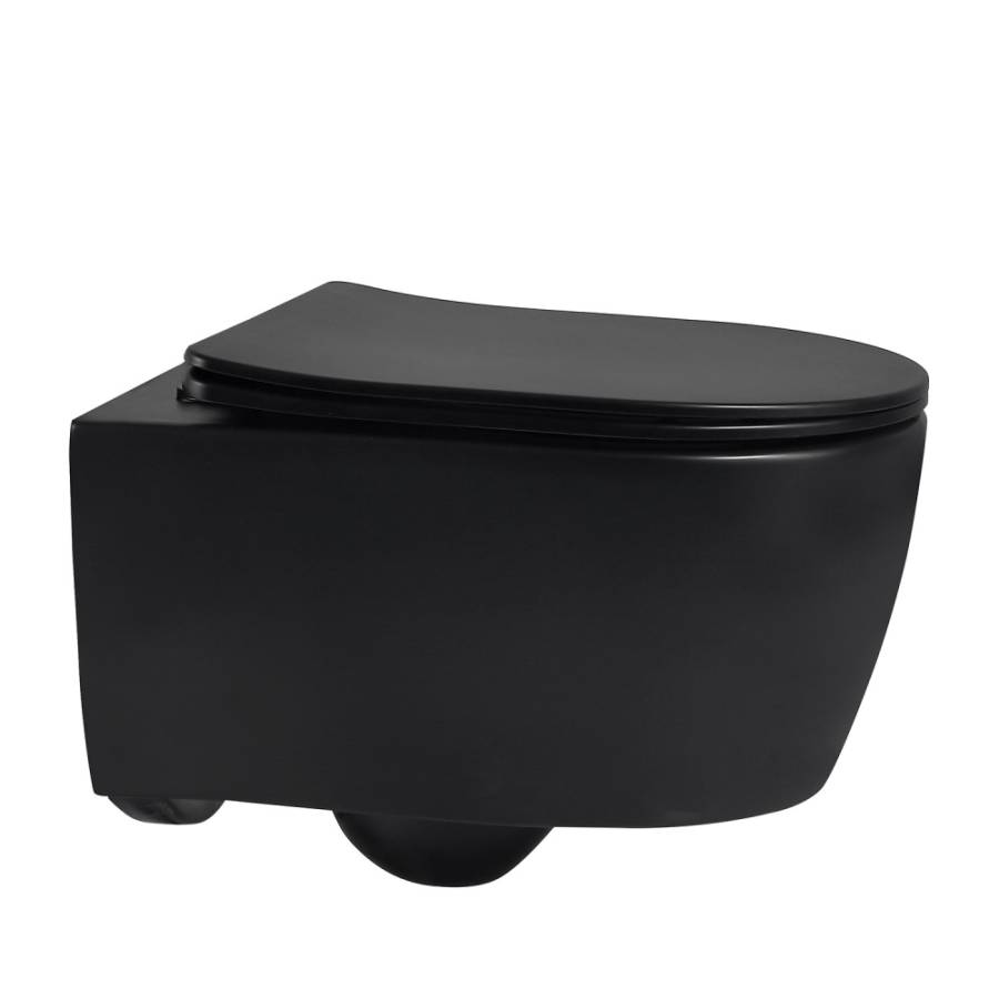 Унитаз ABBER Bequem AC1104MB подвесной черный матовый, безободковый Унитаз ABBER Bequem AC1104MB подвесной черный матовый, безободковый
