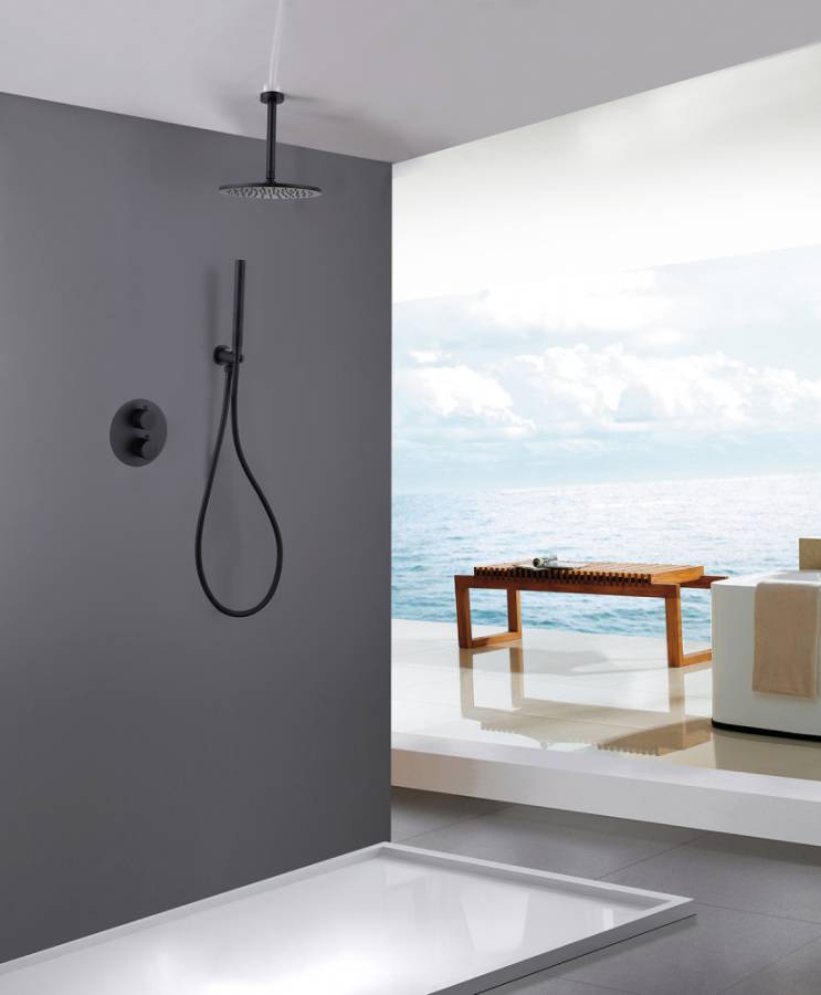 Душевая система ABBER Wasser Kreis AF8121B скрытого монтажа без излива, черная матовая Душевая система ABBER Wasser Kreis AF8121B скрытого монтажа без излива, черная матовая