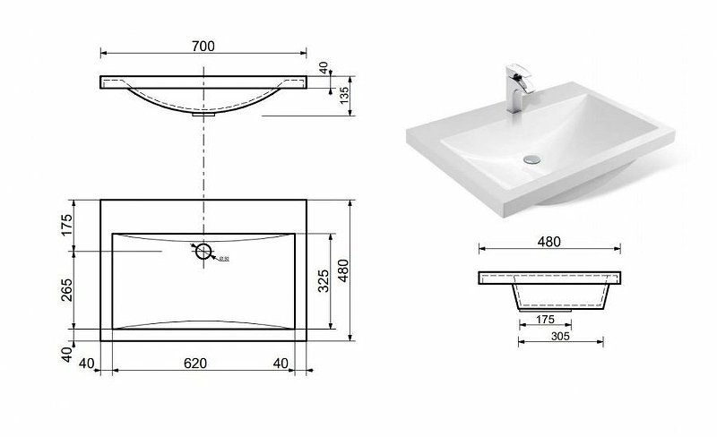 Комплект мебели Monaсo 700х480 подвесной 2 ящика (ШхГхВ) 698х476х430 Комплект мебели Monaсo 700х480 подвесной 2 ящика (ШхГхВ) 698х476х430
