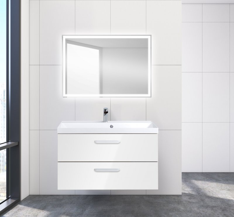 Тумба с раковиной подвесная  BelBagno AURORA 90 Bianco Lucido, раковина белая Тумба с раковиной подвесная  BelBagno AURORA 90 Bianco Lucido, раковина белая