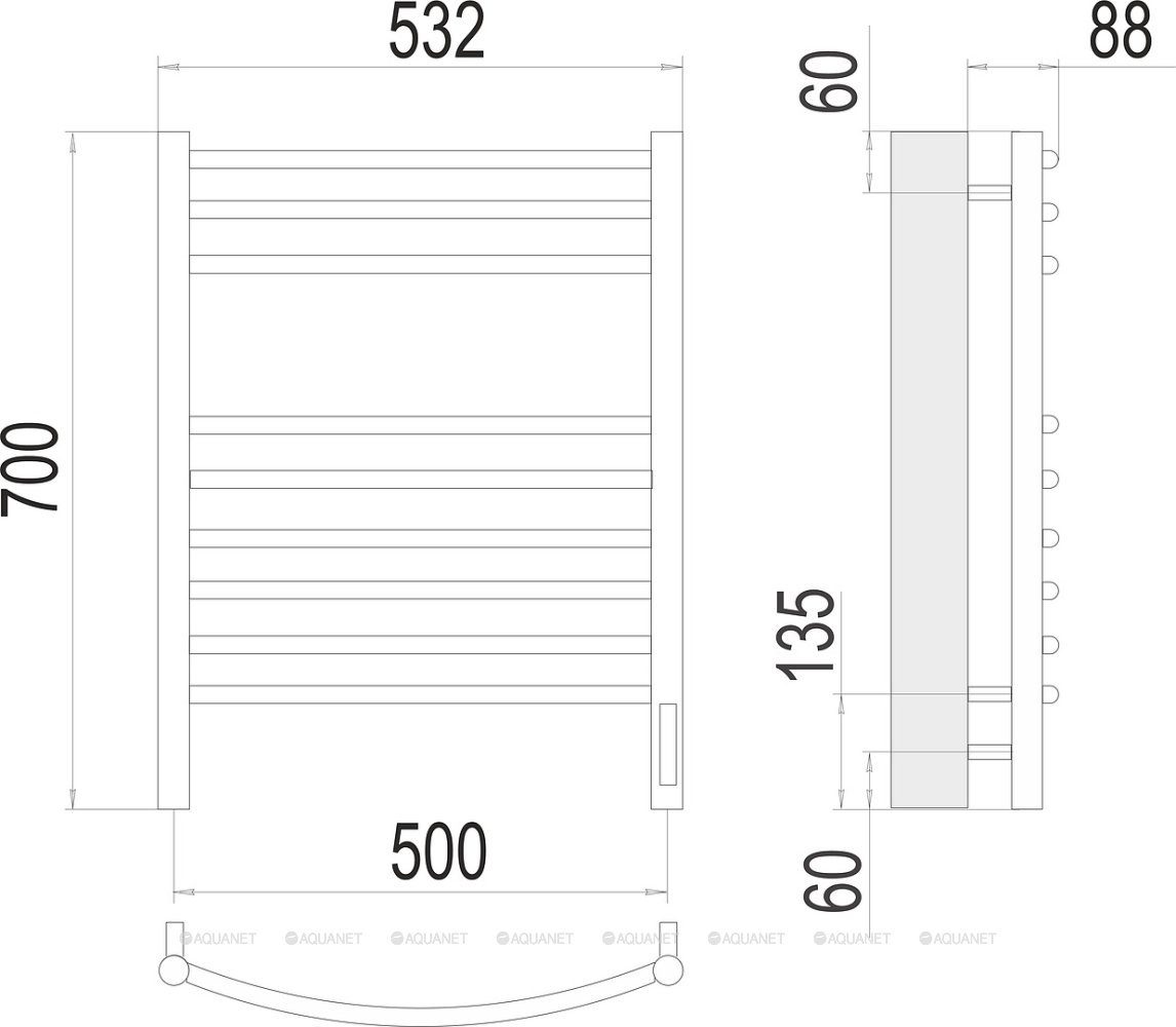 Полотенцесушитель Terminus Классик П9 500х700 электро Полотенцесушитель Terminus Классик П9 500х700 электро