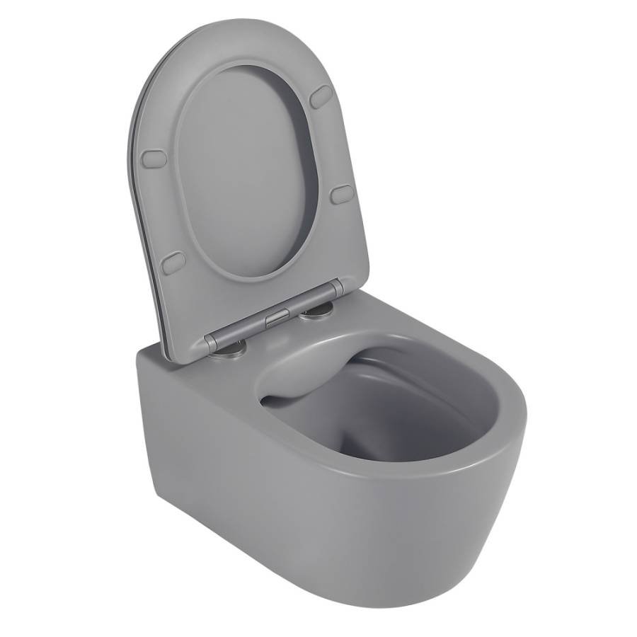 Унитаз ABBER Bequem AC1104MG подвесной серый матовый, безободковый Унитаз ABBER Bequem AC1104MG подвесной серый матовый, безободковый