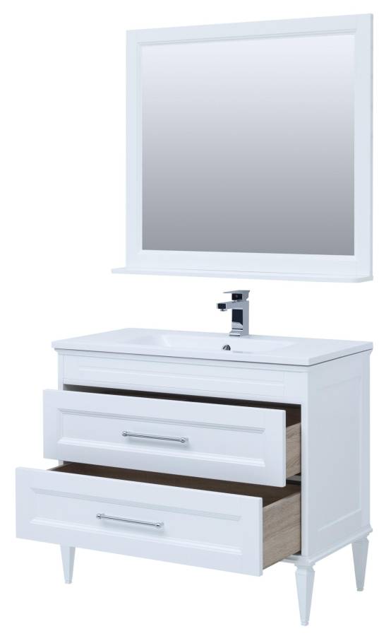 Мебель для ванной Aquanet Бостон М 100 белый (лит. мрамор) Мебель для ванной Aquanet Бостон М 100 белый (лит. мрамор)