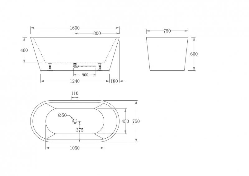 Акриловая ванна без перелива BELBAGNO BB71-1800-W0, 1800x800x600 Акриловая ванна без перелива BELBAGNO BB71-1800-W0, 1800x800x600