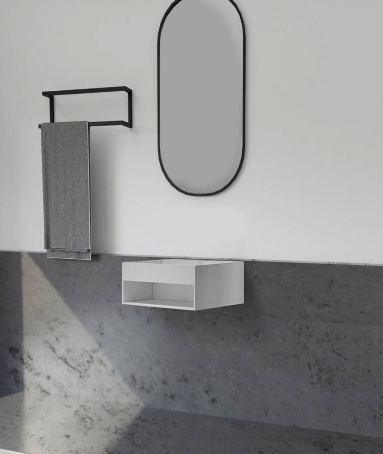 Тумба с раковиной ABBER Stein AS2645-0.8 подвесная, белая матовая Тумба с раковиной ABBER Stein AS2645-0.8 подвесная, белая матовая