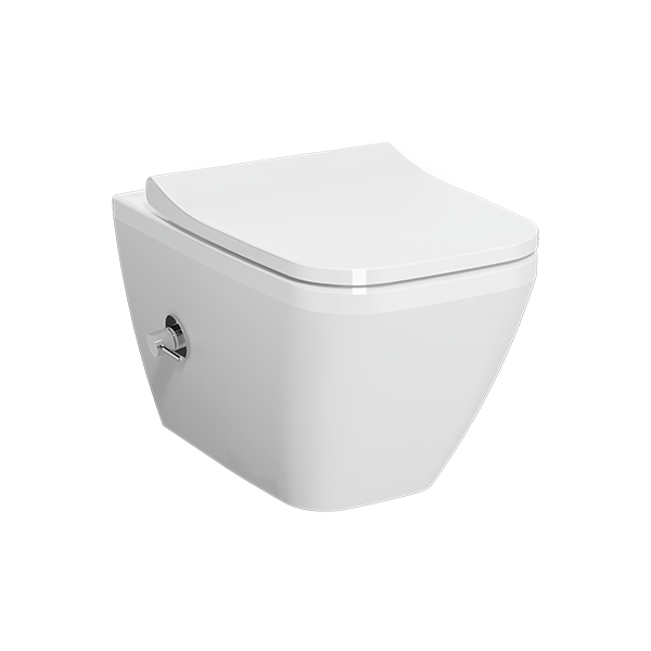 Унитаз подвесной VitrA Integra Square с функцией биде и смесителем 7082B003-7209, безободковый Унитаз подвесной VitrA Integra Square с функцией биде и смесителем 7082B003-7209, безободковый