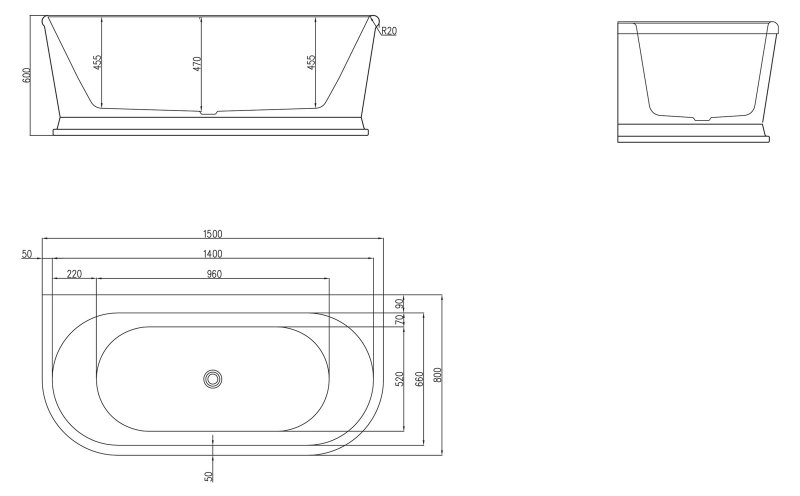 Акриловая ванна BELBAGNO BB408-1700-800 Акриловая ванна BELBAGNO BB408-1700-800
