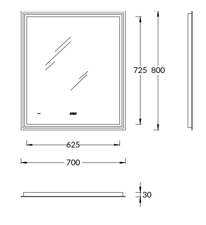 Зеркало TECNO c LED 70 с подсветкой, с функцией антизапотевание, белый глянцевый Зеркало TECNO c LED 70 с подсветкой, с функцией антизапотевание, белый глянцевый