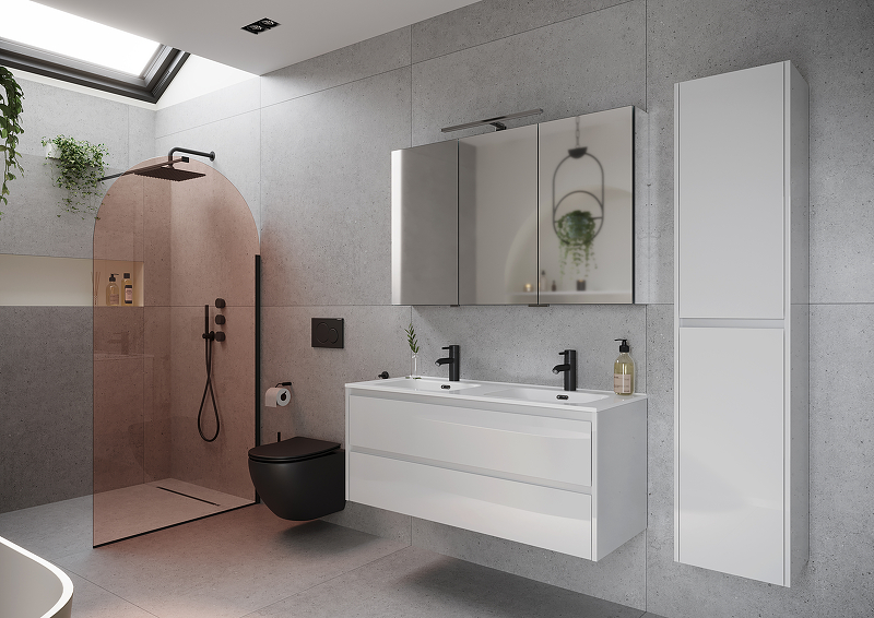 Тумба подвесная SANCOS Libra 1190х450х500, c двумя ящиками оснащенными доводчиками, белый глянец , арт. LB120-2W Тумба подвесная SANCOS Libra 1190х450х500, c двумя ящиками оснащенными доводчиками, белый глянец , арт. LB120-2W