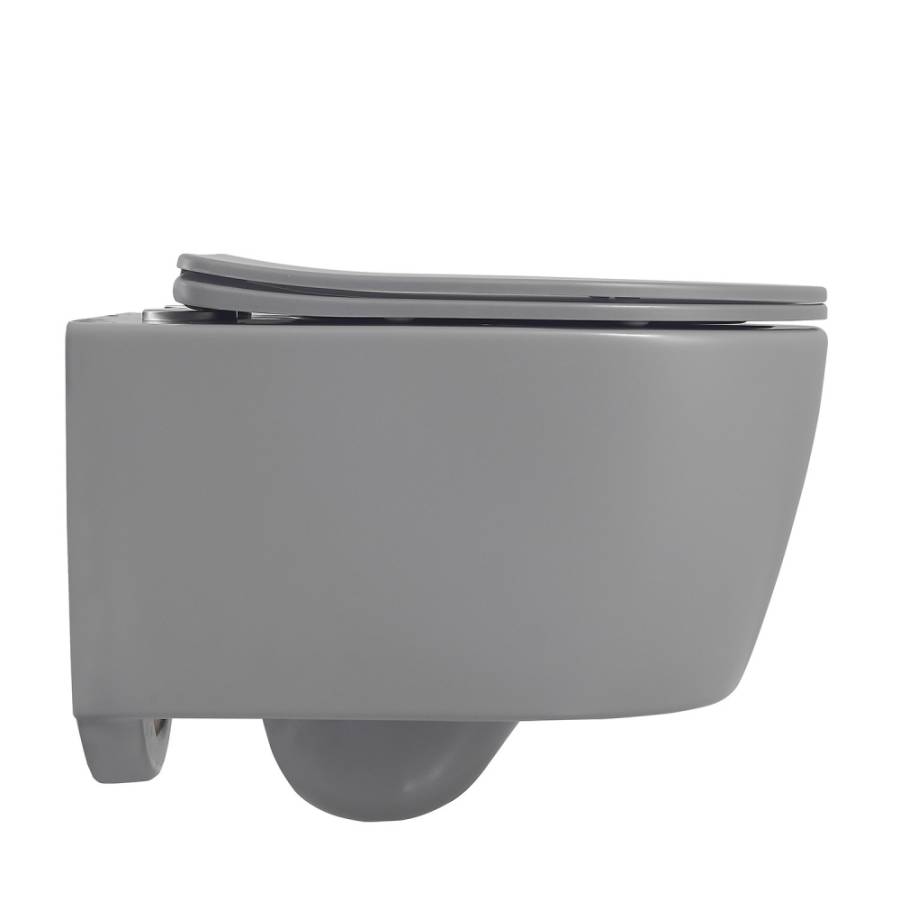 Унитаз ABBER Bequem AC1104MG подвесной серый матовый, безободковый Унитаз ABBER Bequem AC1104MG подвесной серый матовый, безободковый