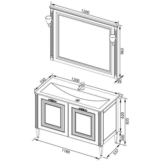 Мебель для ванной Aquanet Паола 120 белый/серебро (литьевой мрамор) Мебель для ванной Aquanet Паола 120 белый/серебро (литьевой мрамор)