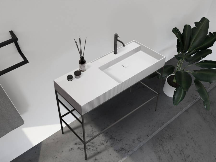 Консоль с раковиной ABBER Stein AS2647 напольная, белая матовая Консоль с раковиной ABBER Stein AS2647 напольная, белая матовая